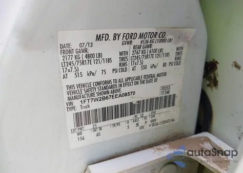 2014 Ford F-250 Xl from USA, damaged, VIN 1FT7W2B67EEA08570